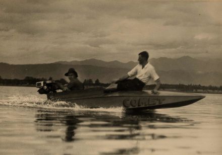 James Hughes in his speedboat "Comet", 1933
