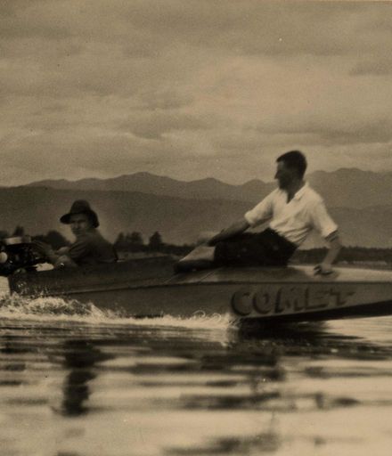 James Hughes in his speedboat "Comet", 1933