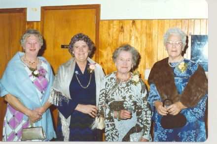 4 foundation members of Photograph of celebration cake marking 40 years of the manakau Branch of the Manakau branch of  the Womens Division of Federated Farmers: Mrs B Knight, S Jensen, K O'Sullivan and L Robinson.