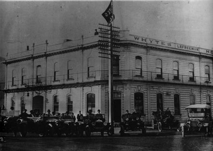 Patriotic Parade Outside Whytes Hotel, c.1915