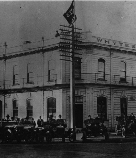 Patriotic Parade Outside Whytes Hotel, c.1915