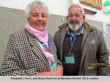 Elizabeth ( Horn ) and Bryan Osborne at Manakau School 125 th Jubilee