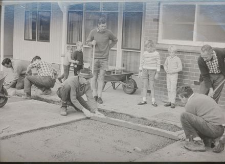 Fairfield School working bee, new concrete area