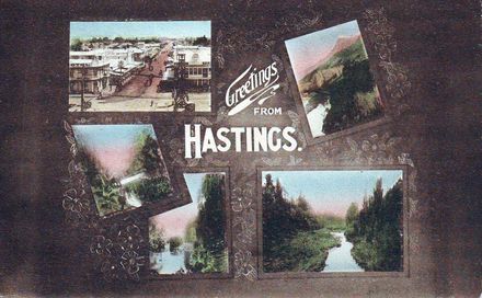 Colourised postcard of Hastings, sent to Annie Brown, 1919
