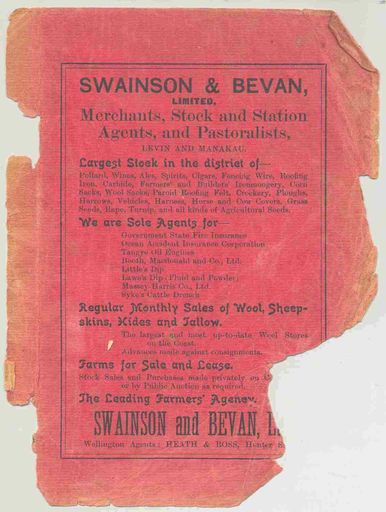 Inside back cover - Horowhenua Cookery Book - Resource cover image