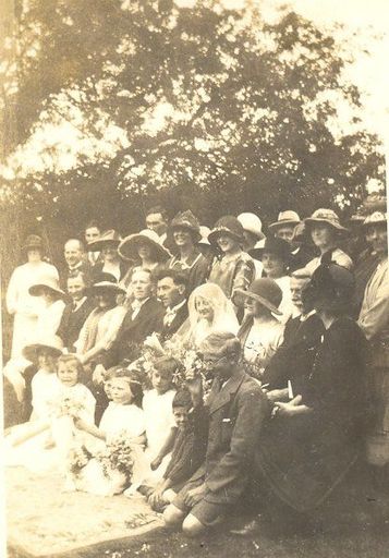 Wedding guests at Tom and Dot Sunley's wedding. - Resource cover image