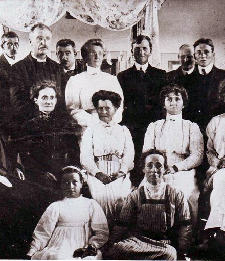 Group of people involved in 'sale of work', Prebyterian Church, early 1900's