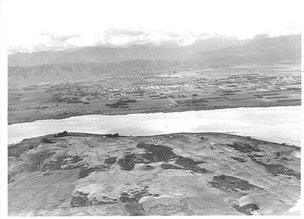 Lake Horowhenua - Aerial view from western side early 1950's
