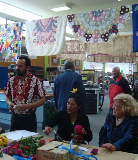 Celebrating Pasifika - Levin Library decked out with quilts and mats 1