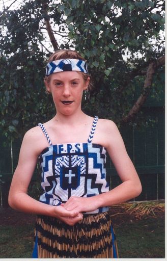 Kate (or Emma) Dunlop, Foxton School Kapahaka member, 1995