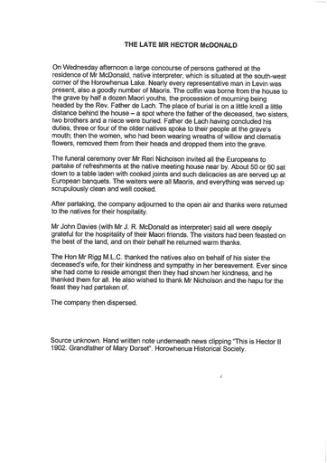 The Late Mr Hector McDonald