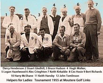 Helpers for ladies tounament at Moutere Links 1955