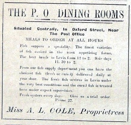 1916 P.O. Dining Rooms, Levin - Resource cover image