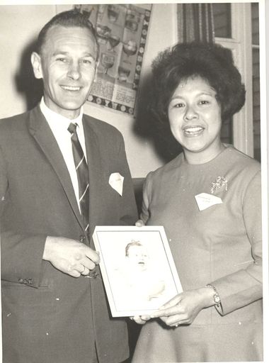 Mr & Mrs Russel, baby wins contest, 1969