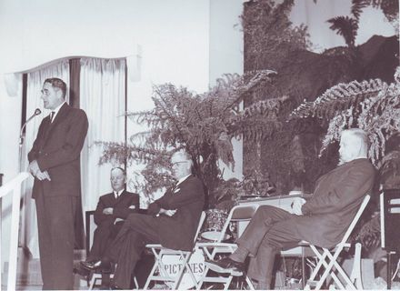 Chairman & 3 men on stage, Electricity Exhibition 1972 - Resource cover image