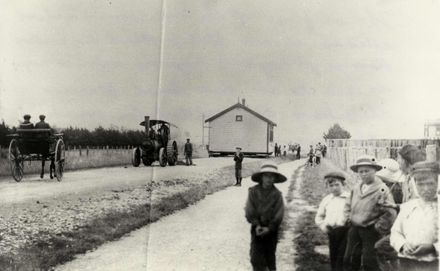 Moving Building to Levin School - 1904