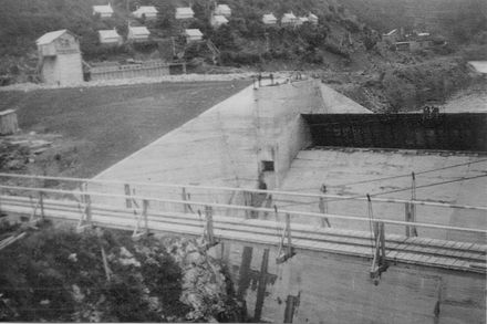 Another view of Upper Mangahao Dam (?) almost completed, 1923-24