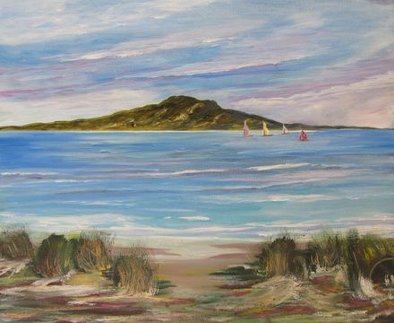 The Last Sail, Lake Horowhenua by Cedric Harris Acrylic $75
