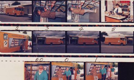 'Proof sheet' of 11 colour photos taken during final visit of National Library van, 1988
