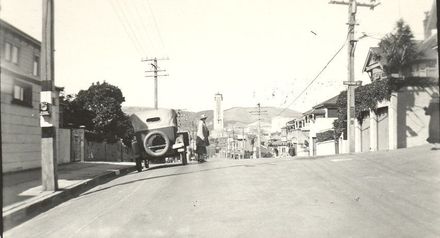 Street with tower (carillion ?) in distance, 6/4/36