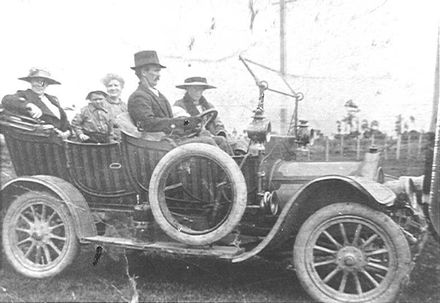 Mr Herbert Southee driving new car, c.1920