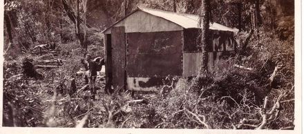 Laurie Jackson outside Ohau Hut, October 1936
