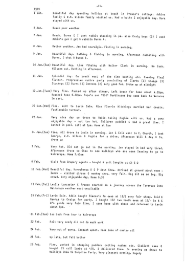 Bert Denton's Diary 1909