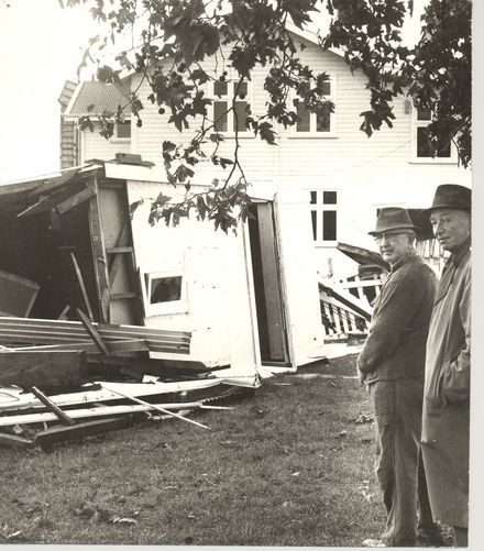 Storm damage at Levin Race Course, 1968