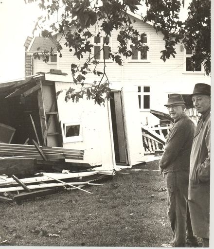 Storm damage at Levin Race Course, 1968