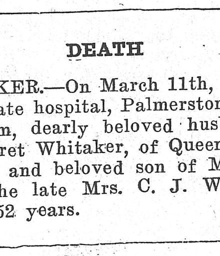 William Whitaker death notice