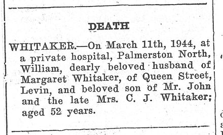 William Whitaker death notice