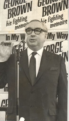 George Brown ? speaking at book launch ? England, 1971