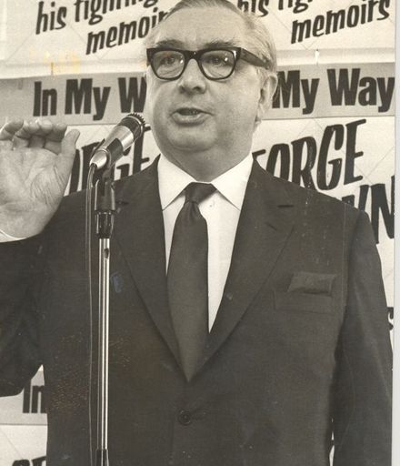 George Brown ? speaking at book launch ? England, 1971