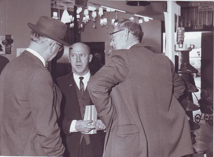 3 men near Generation display, Electricity Exhibition 1972