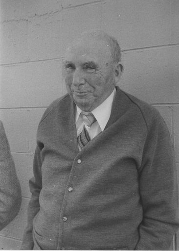 Herb Kilmister outside Old Folks Hall, c.1980's