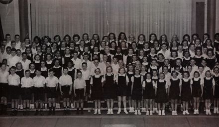 Combined School Choirs at Foxton Town Hall, c.1947