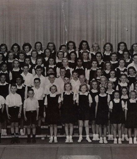 Combined School Choirs at Foxton Town Hall, c.1947