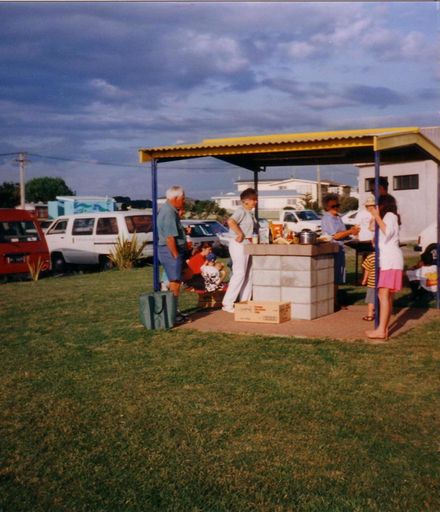 Keep Foxton Beautiful - barbeque outside Boating Club, 1990's
