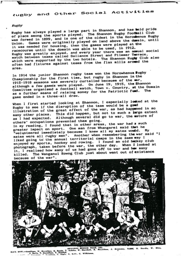 Shannon - Rugby and Other Social Activities
