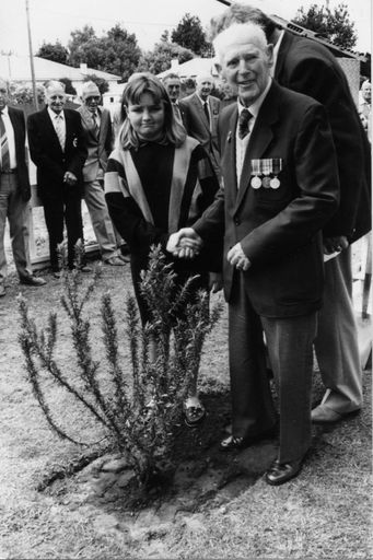 Eric Beveridge Planting a Tree at Foxton RSA, 1990's