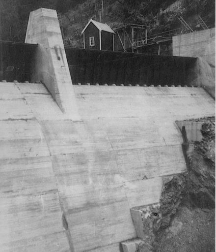 Upper Mangahao Dam (?) almost completed, 1923-24