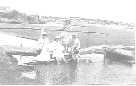 Makeshift bridge across Hokio Stream, Hokio Beach
