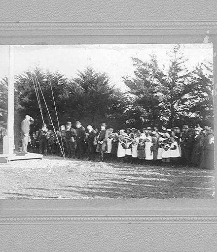Flag raising ceremony at Shannon School, July 1901