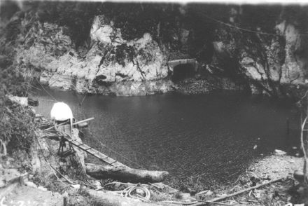 Water level next day, downstream of No.2 Dam, Mangahao, 1936