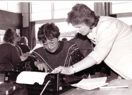 Mrs Lil Garland Assisting an Adult Student at Manawatu College, 1980's-90's