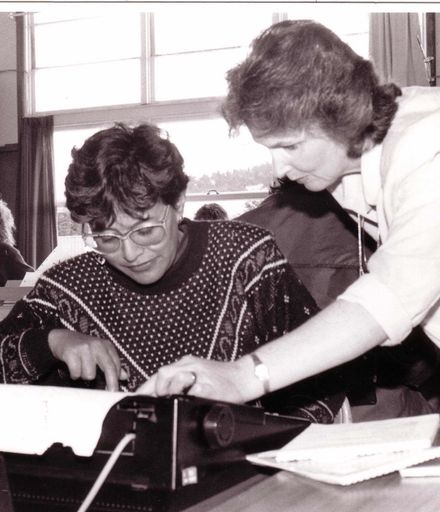 Mrs Lil Garland Assisting an Adult Student at Manawatu College, 1980's-90's