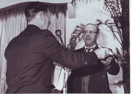 Man making presentation to man, Electricity Exhibition 1972 - Resource cover image