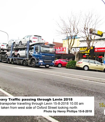 HJP 016  Large car transporter travelling through Levin 15-8-2018 10.00 am