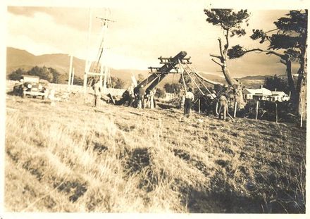 Raising power poles, Tokomaru ? c.1920's-30's