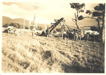 Raising power poles, Tokomaru ? c.1920's-30's